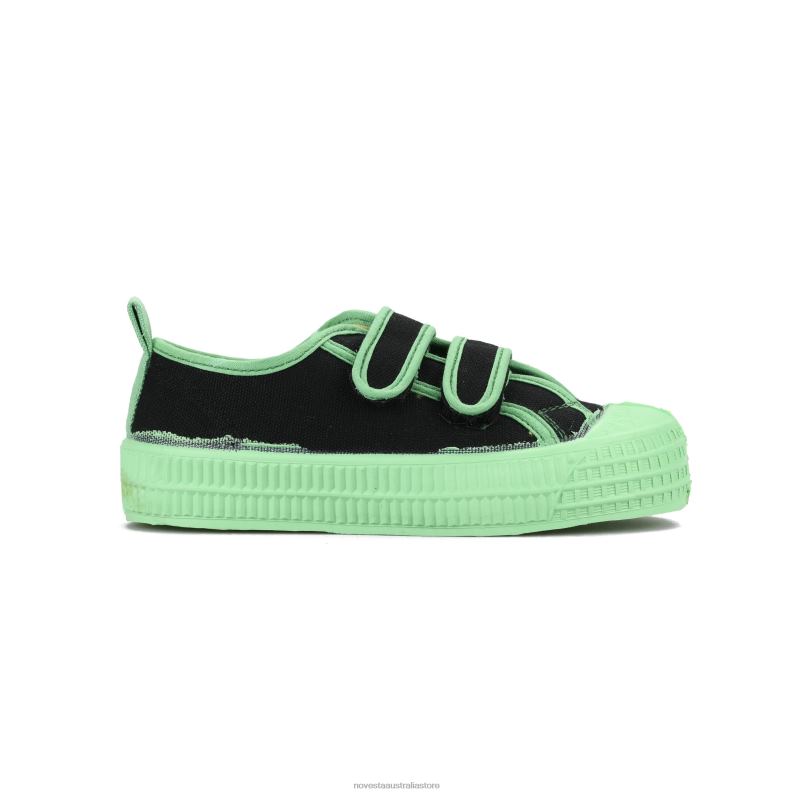 S.M.Kid Velcro 60 Blk/580 Grn 4620J276 Novesta Vegan Shoes - Image 1
